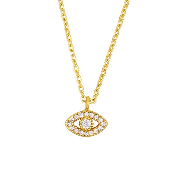 Gold Diamond Evil Eye Necklace