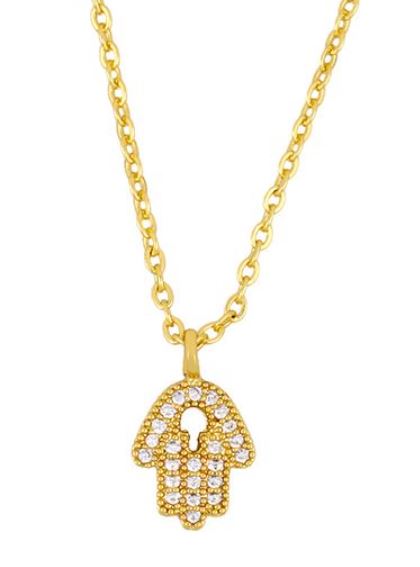Gold Diamond Hamsa Hand Necklace
